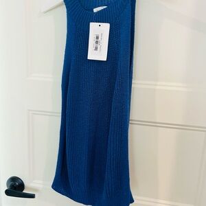 Blue Sleeveless Knit Sweater